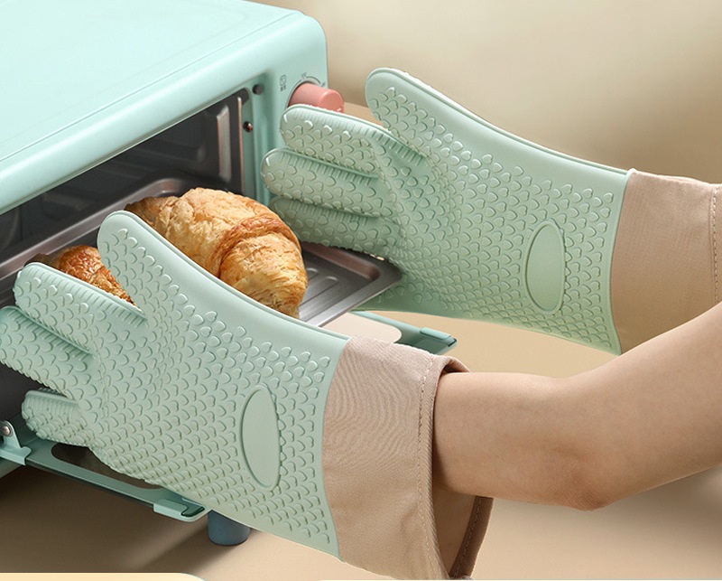 Oven Mitt Silicone - Non-slip Silicone Oven Mitts with Cotton