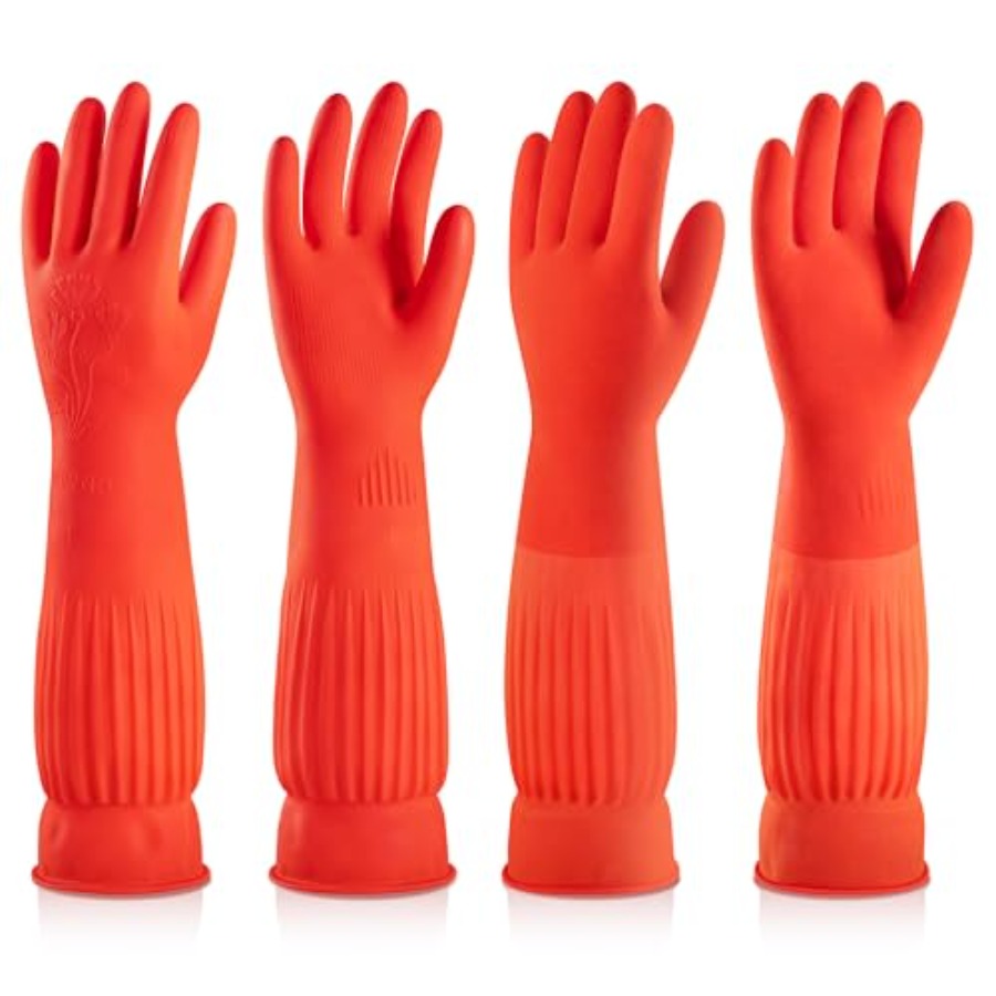 Dish Glove Rubber - Rubber Dishwashing Cleaning Gloves 2-Pair -