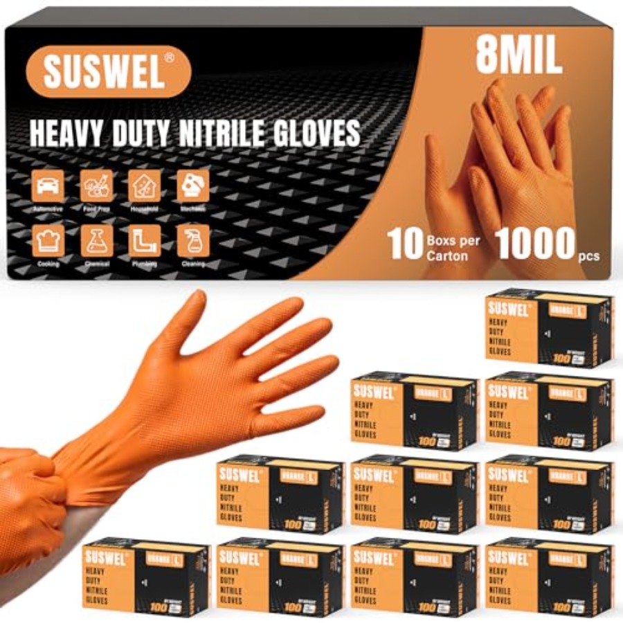 Nitrile Mechanic Glove - HEAVY DUTY 8 Mil Orange Nitrile