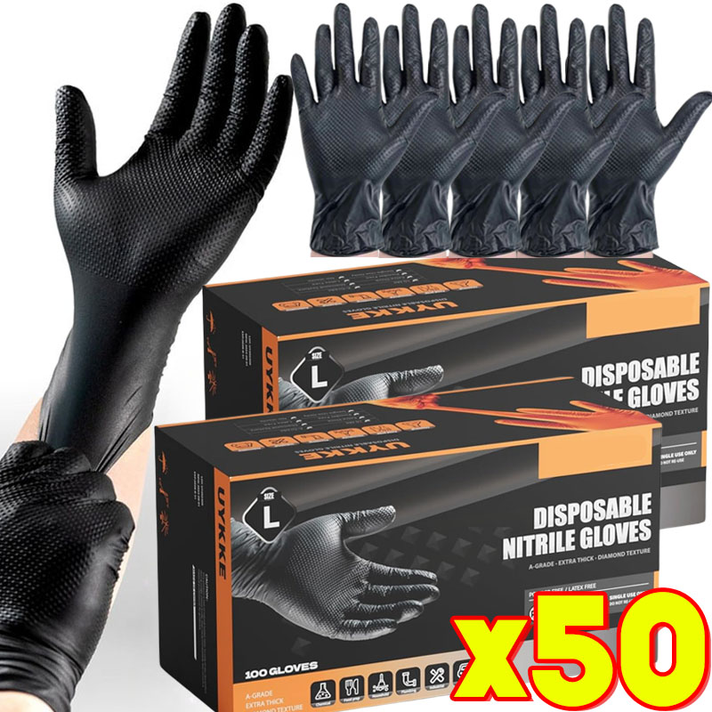 Nitrile Mechanic Glove - Black Nitrile Gloves Disposable 8-mil Latex