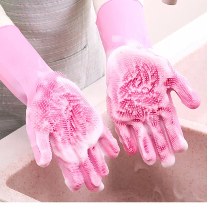 Dish Glove Rubber - 1 Pair Reusable Dishwashing Gloves Silicone