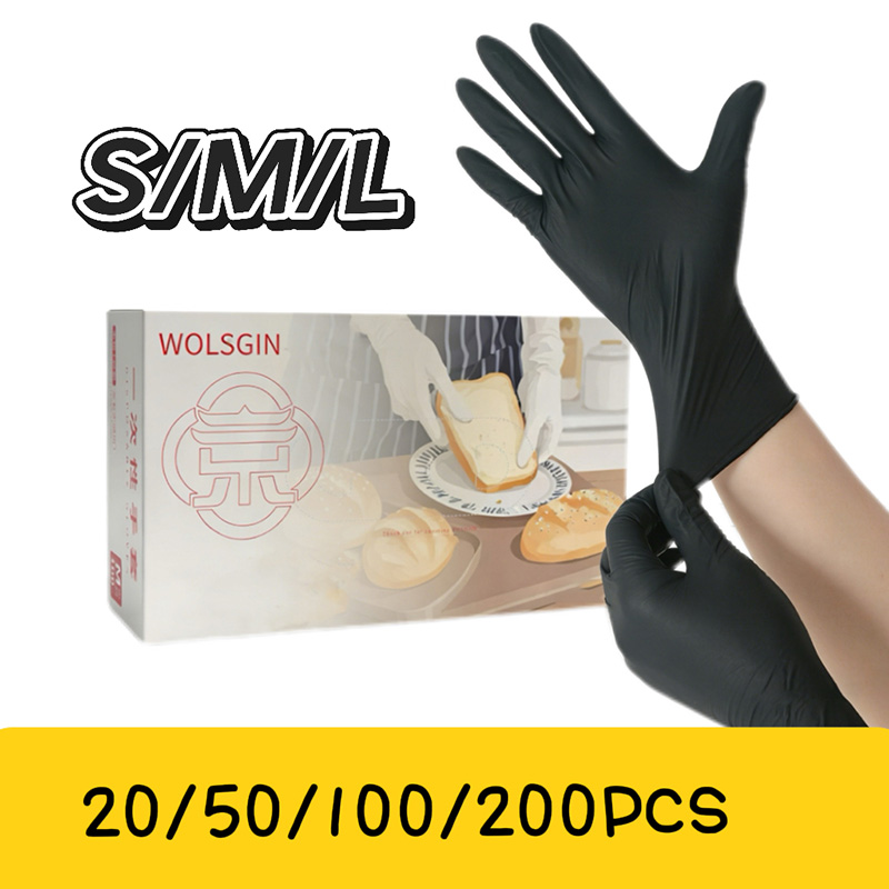Rubber Glove Cleaning - 10/50/100/200 black disposable synthetic nitrile gloves,
