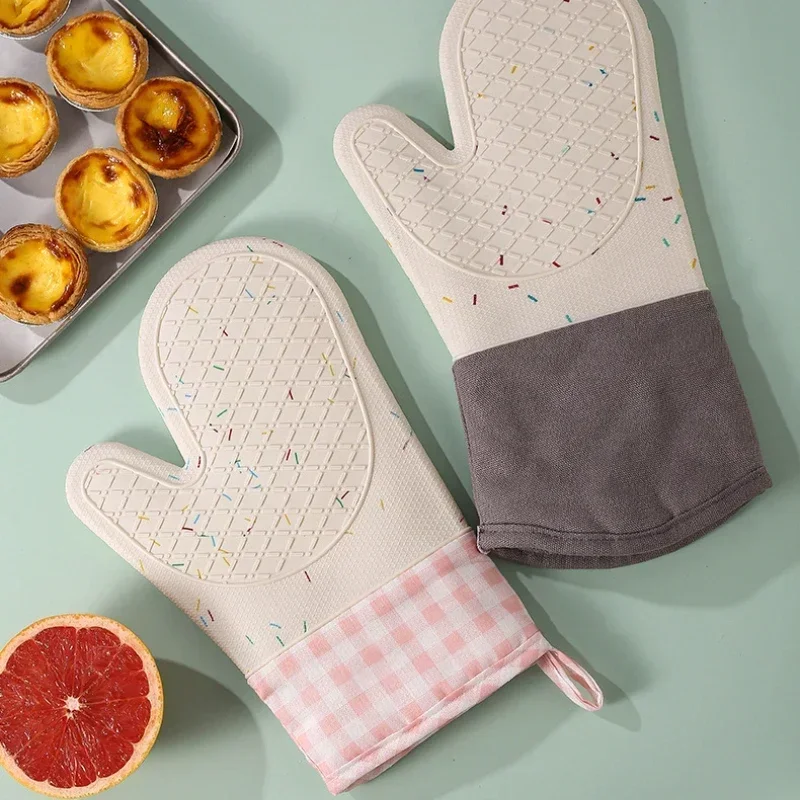 Oven Mitt Silicone - Microwave Ovens Heat Resistant Gloves Silicone