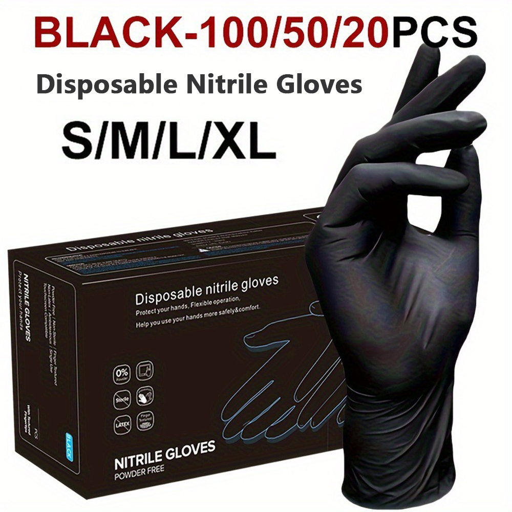Nitrile Mechanic Glove - 20/50/100PCS Black Nitrile Disposable Gloves Latex
