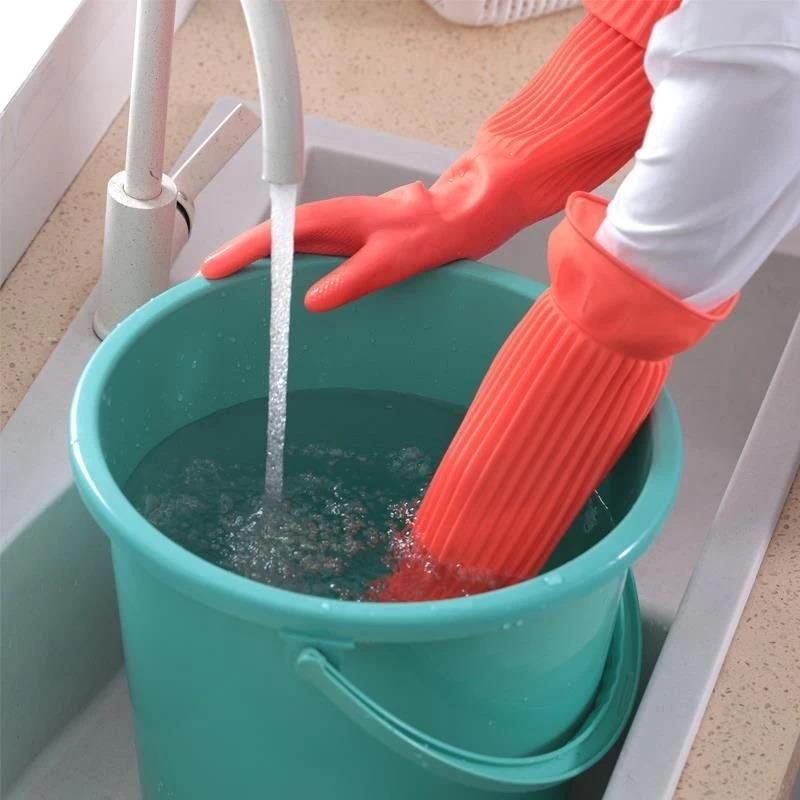 Dish Glove Rubber - Long Reusable Rubber Dishwashing Gloves Non-slip