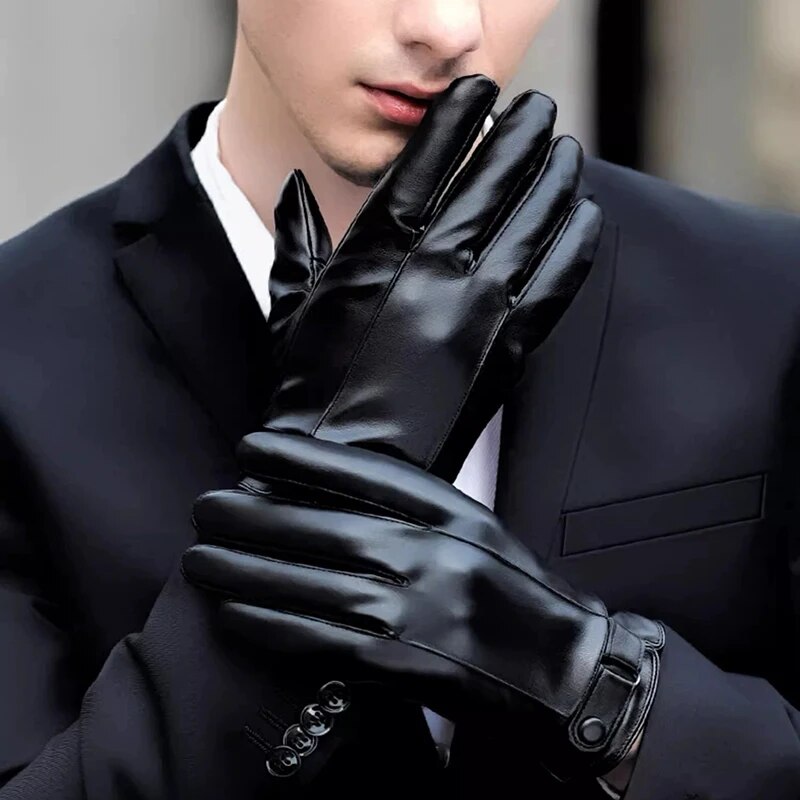 Leather Driving Glove - Winter Cycling Gloves Men's Motorcycle Winter