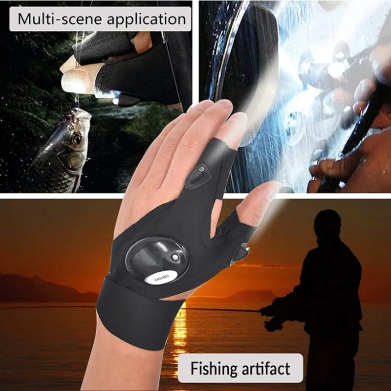 Fingerless Glove Knit - 1/2/3Pairs Fingerless Glove LED Flashlight Waterproof
