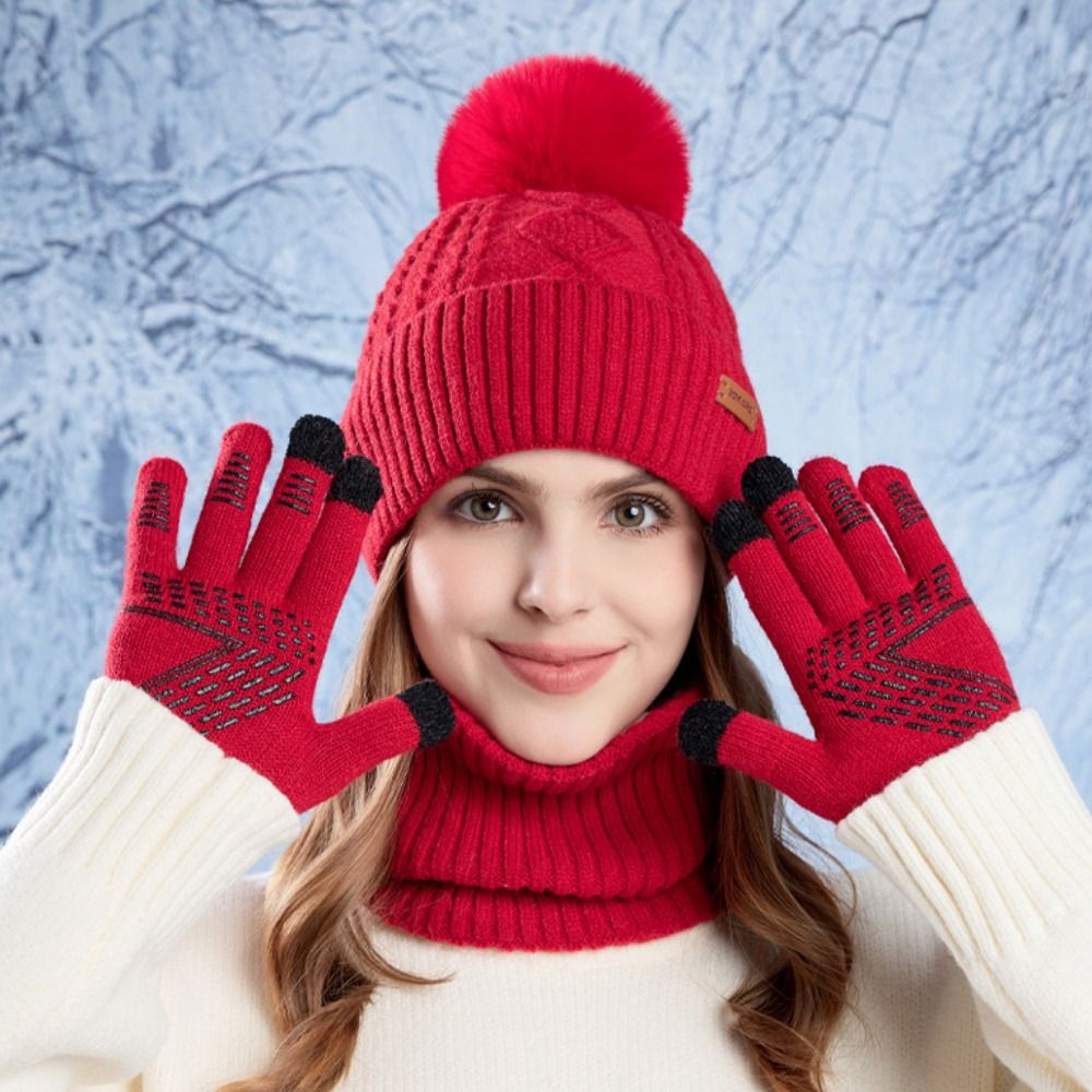 3pcs Hiking Solid Color Hat Sc - Wool Glove Lined review and price