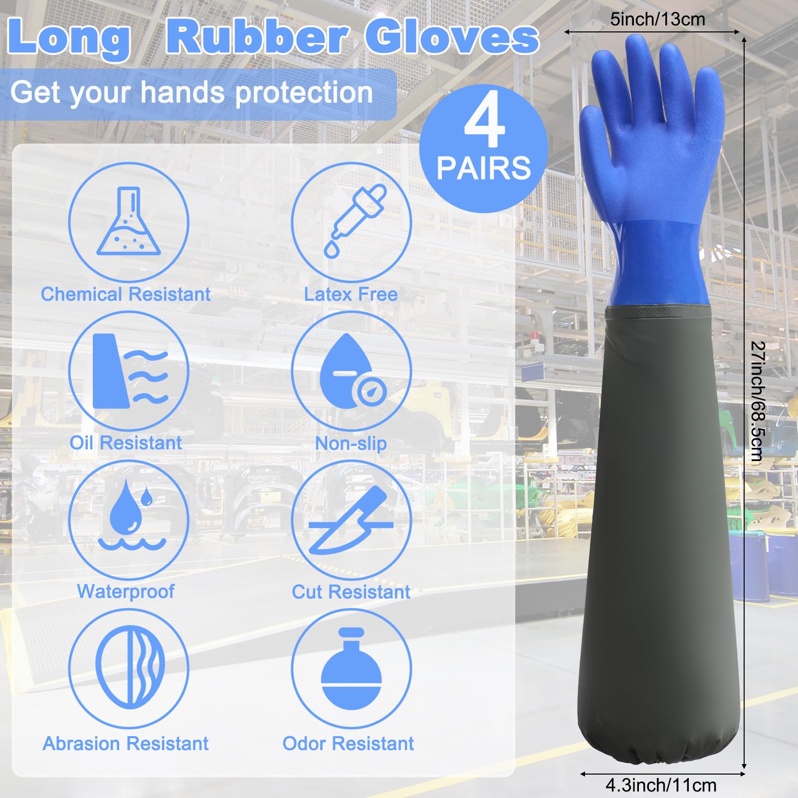 1 Pair Long Waterproof Drain C - Rubber Glove Cleaning review and price