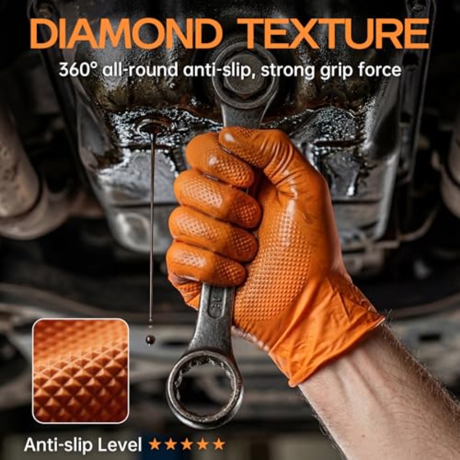 HEAVY DUTY 8 Mil Orange Nitril - Nitrile Mechanic Glove review and price