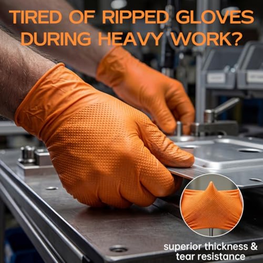 HEAVY DUTY 8 Mil Orange Nitril - Nitrile Mechanic Glove review and price