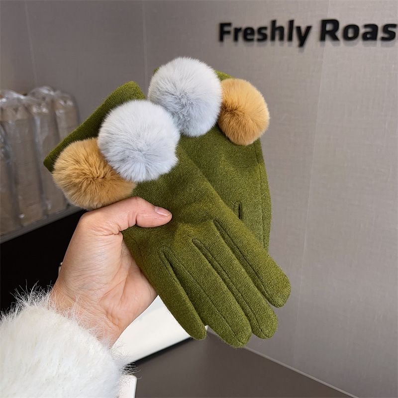 Gloves Women Wool Plaid Fox Fu - Wool Glove Lined review and price