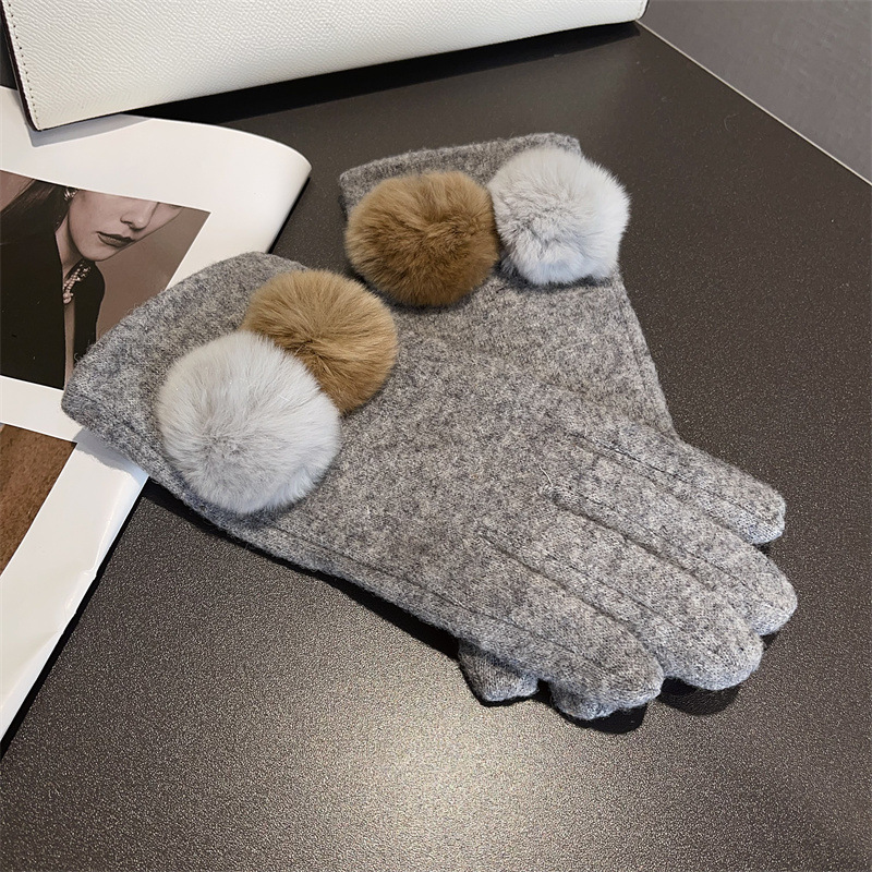 Gloves Women Wool Plaid Fox Fu - Wool Glove Lined review and price