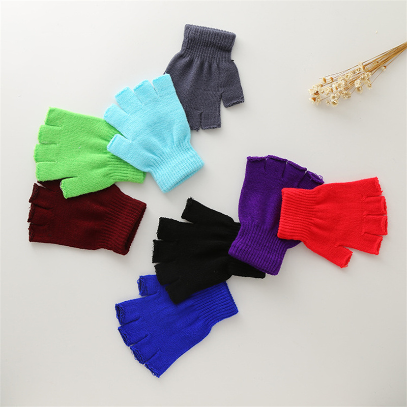 1Pair Unisex Black Half Finger - Fingerless Glove Knit review and price