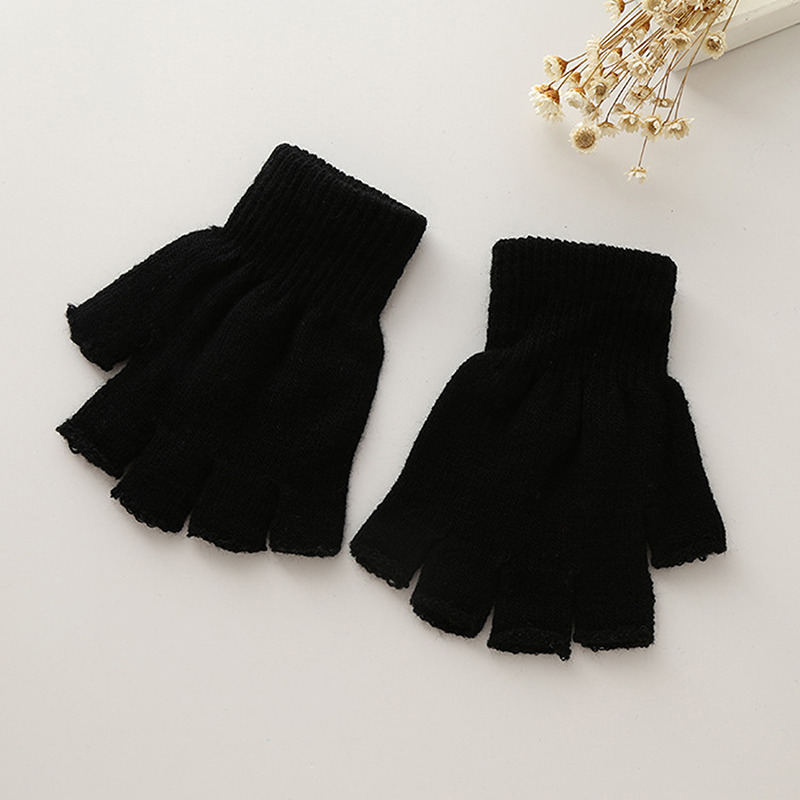 1Pair Unisex Black Half Finger - Fingerless Glove Knit review and price