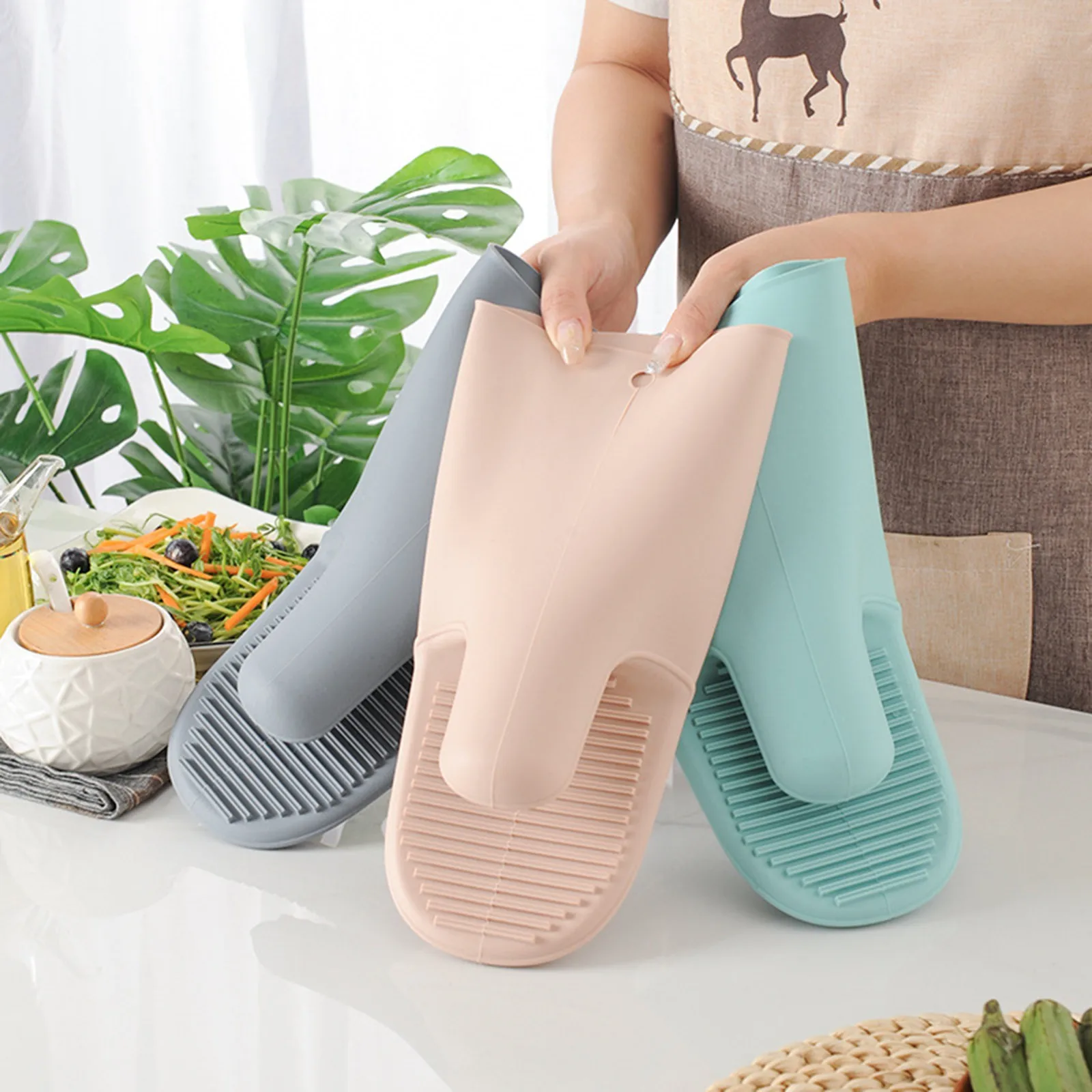 1/2Pcs Long Thickened Oven Glo - Oven Mitt Silicone review and price