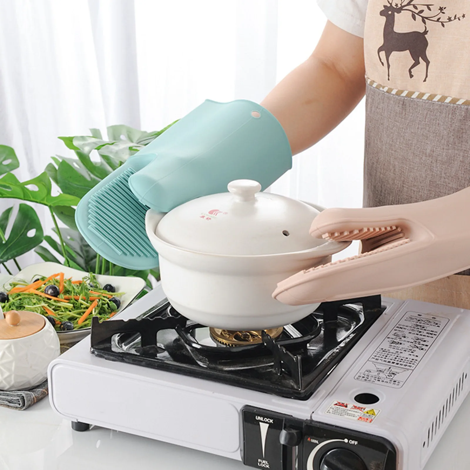 1/2Pcs Long Thickened Oven Glo - Oven Mitt Silicone review and price