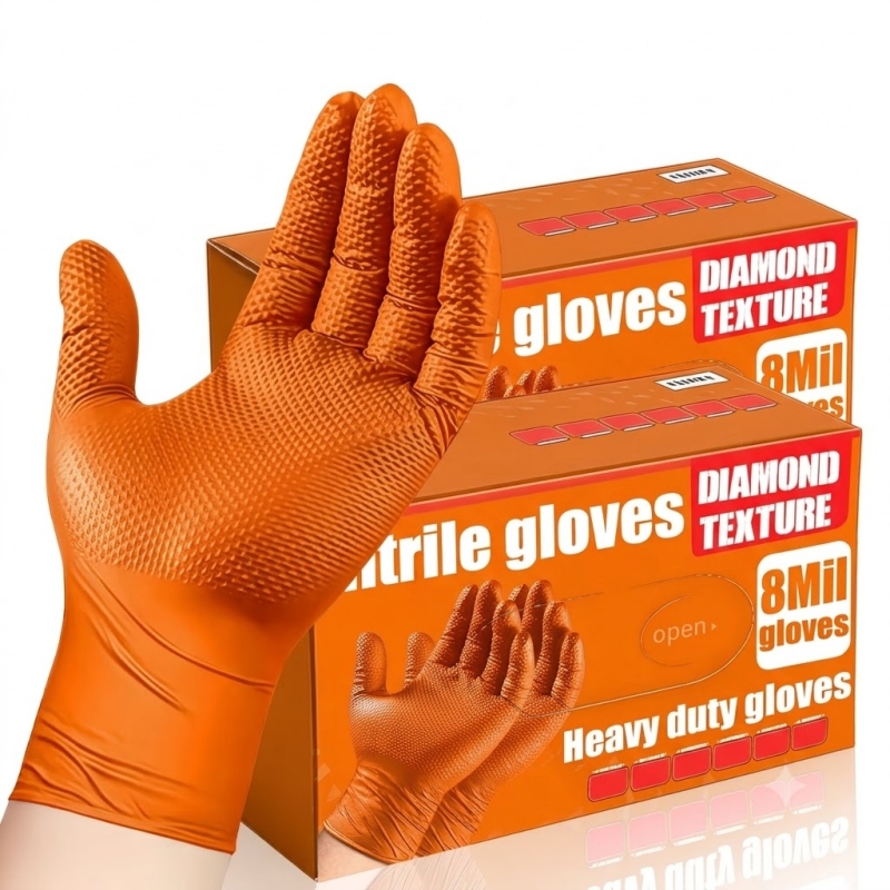 Heavy Duty Orange Nitrile Glov - Nitrile Mechanic Glove review and price