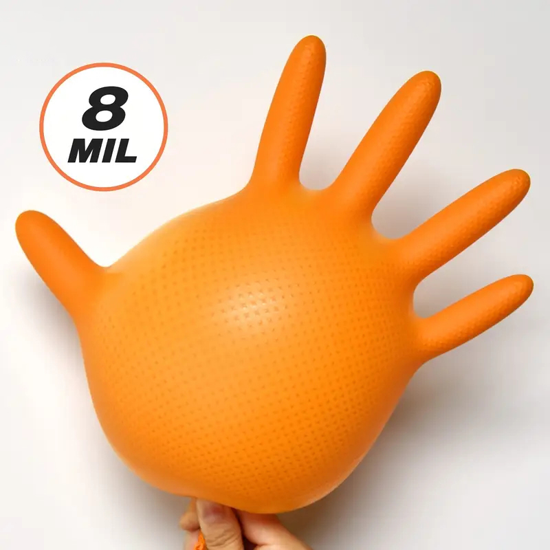 Heavy Duty Orange Nitrile Glov - Nitrile Mechanic Glove review and price