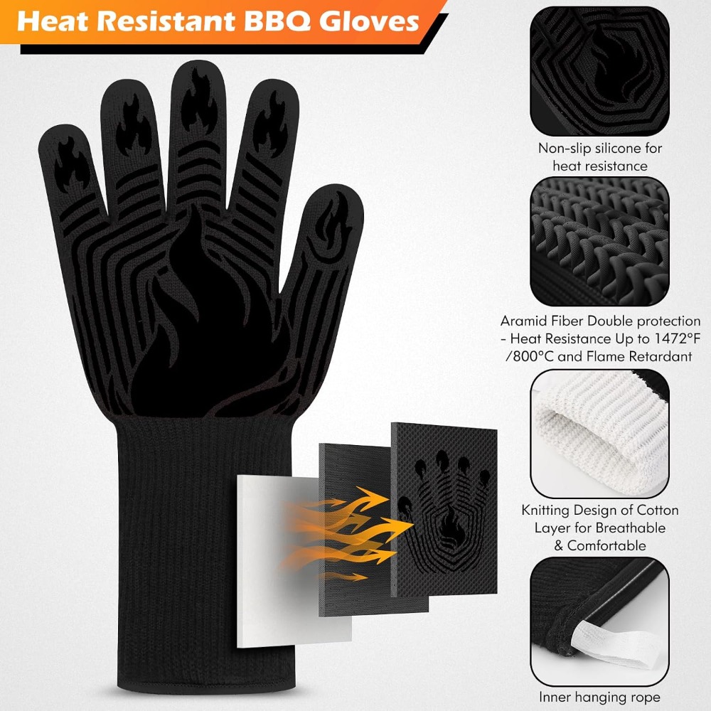 BBQ Gloves, 1472°F Heat Resist - Oven Mitt Silicone review and price