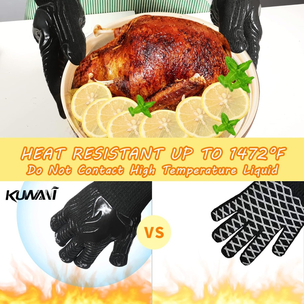 BBQ Gloves, 1472°F Heat Resist - Oven Mitt Silicone review and price